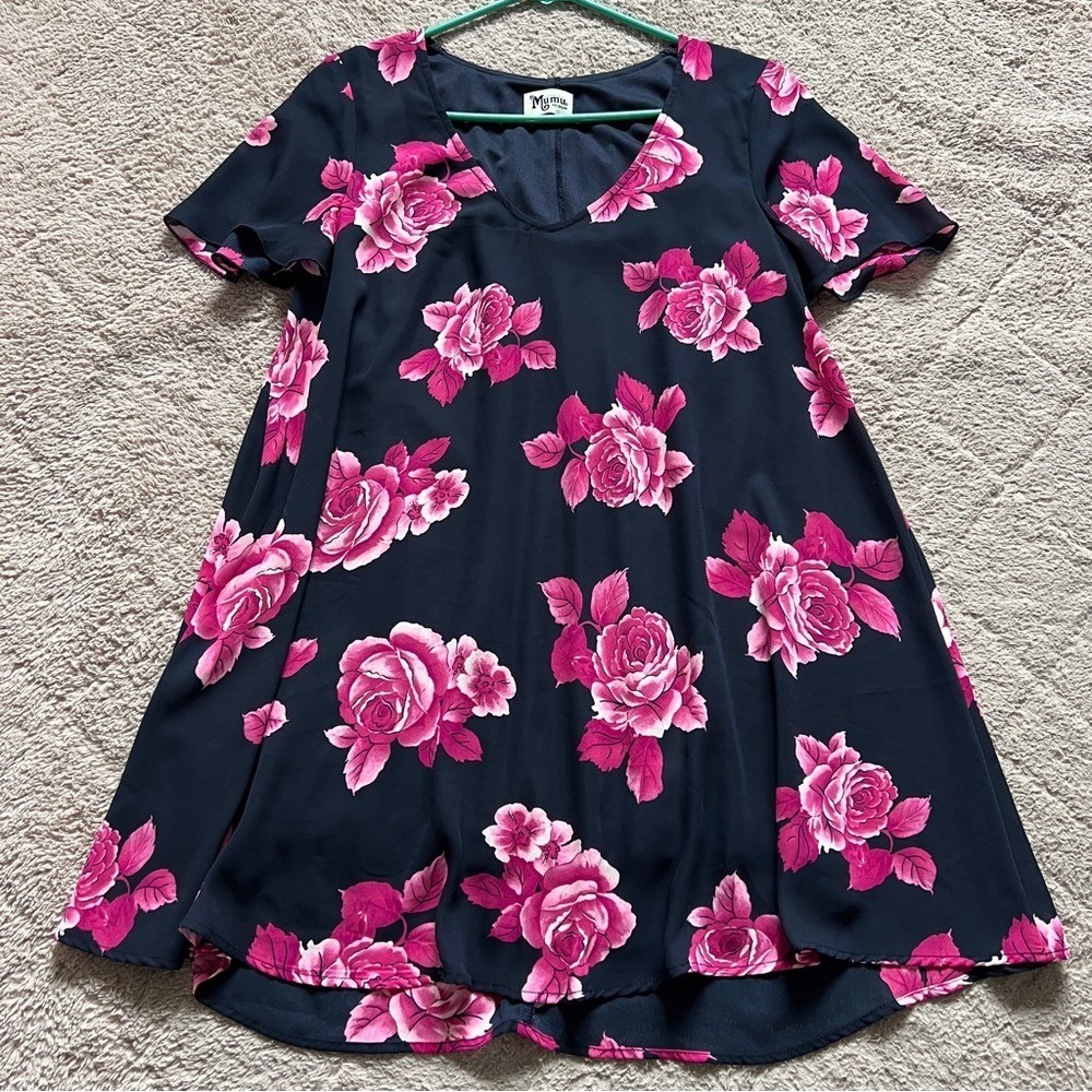 Show Me Your MuMu Floral V-Neck Mini Dress Preppy Minimalist Homecoming Sz M